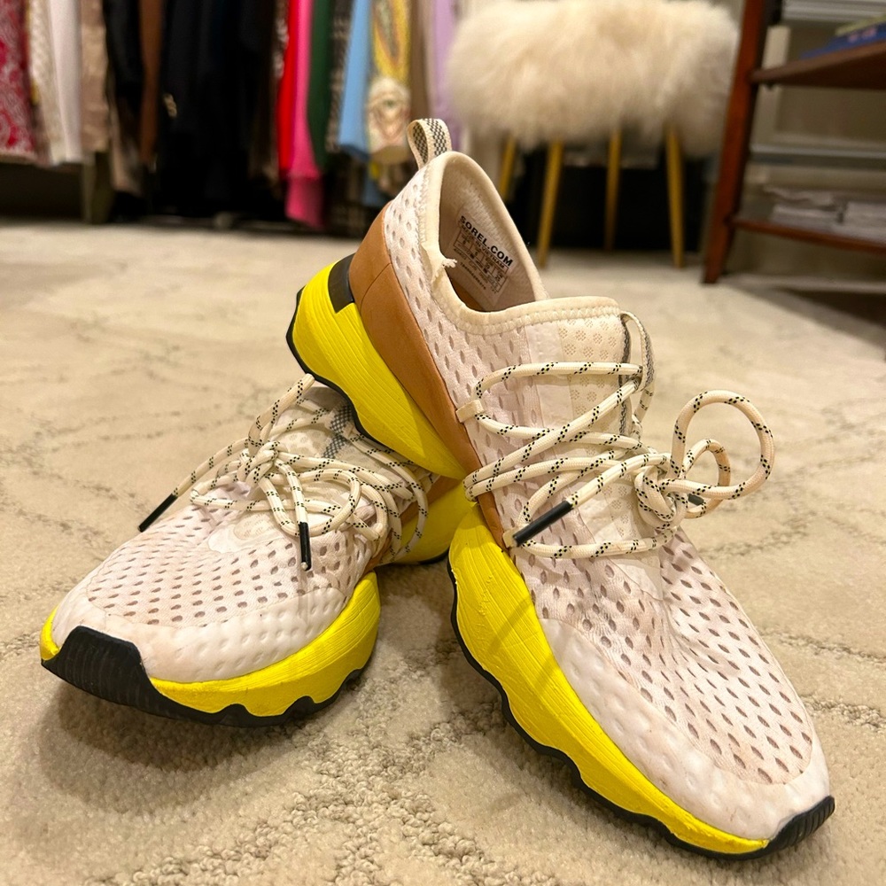 Sorel Tennis Shoes-White, Tan and Bright Yellow